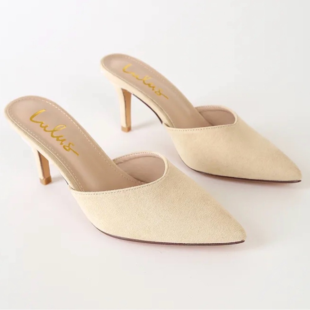 Lulu’s Elegant “Leightonn” Nubuck Pointed Toe Women's Mules - Picture 2 of 11